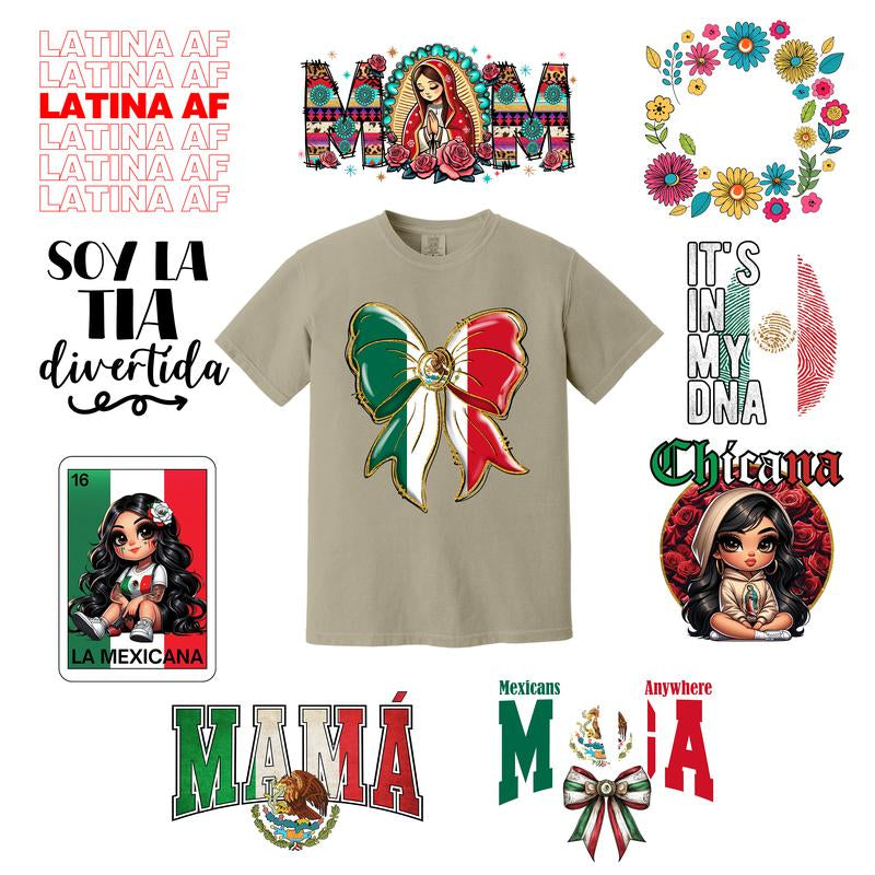 La Mexicana Gang Sheet 10 Premium Quality DTF Heat Transfer Prints DIY 24X63"