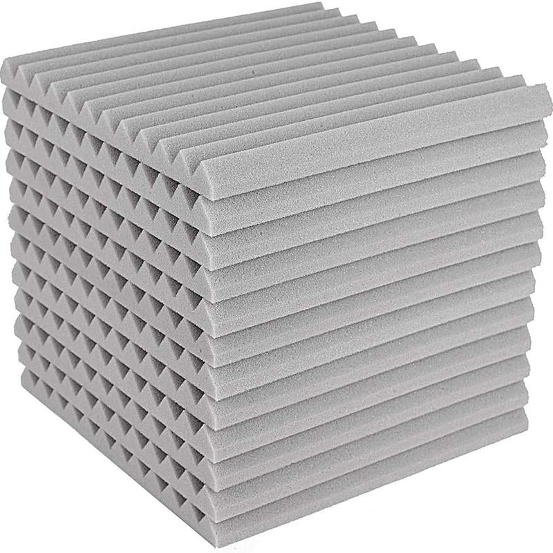 12/24/48PCS 12"X12"X1" Acoustic Foam Panel Wedge Studio Soundproofing Wall Tiles,20Kg/M³Density,For Reading Room Meeting Room Study Library Club Cinema Music Studio Recording