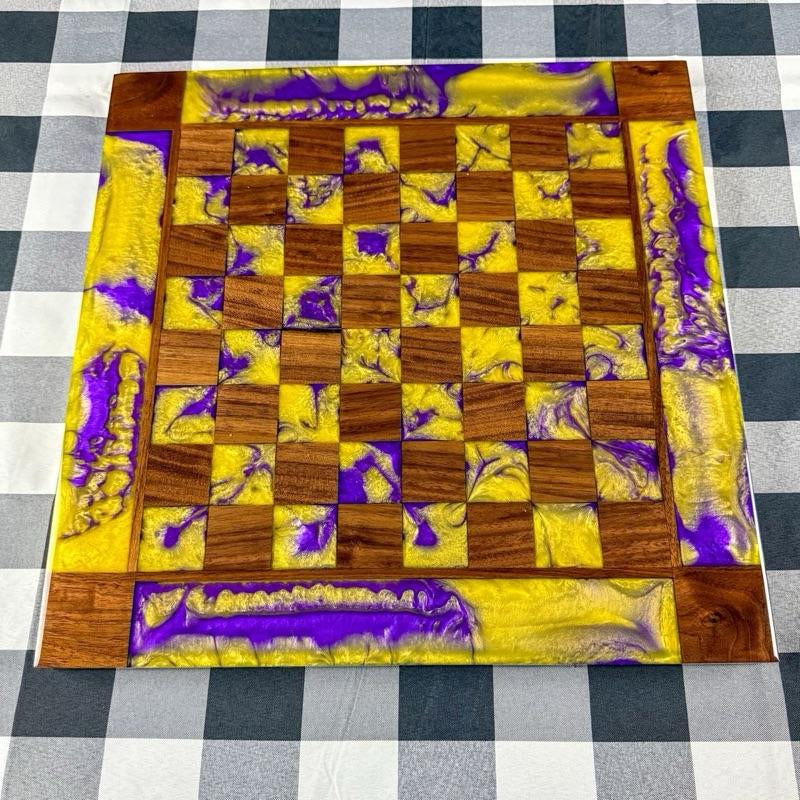 Purple Haze Vivid Yellow Walnut Chess Board (INCLUDES PIECES)