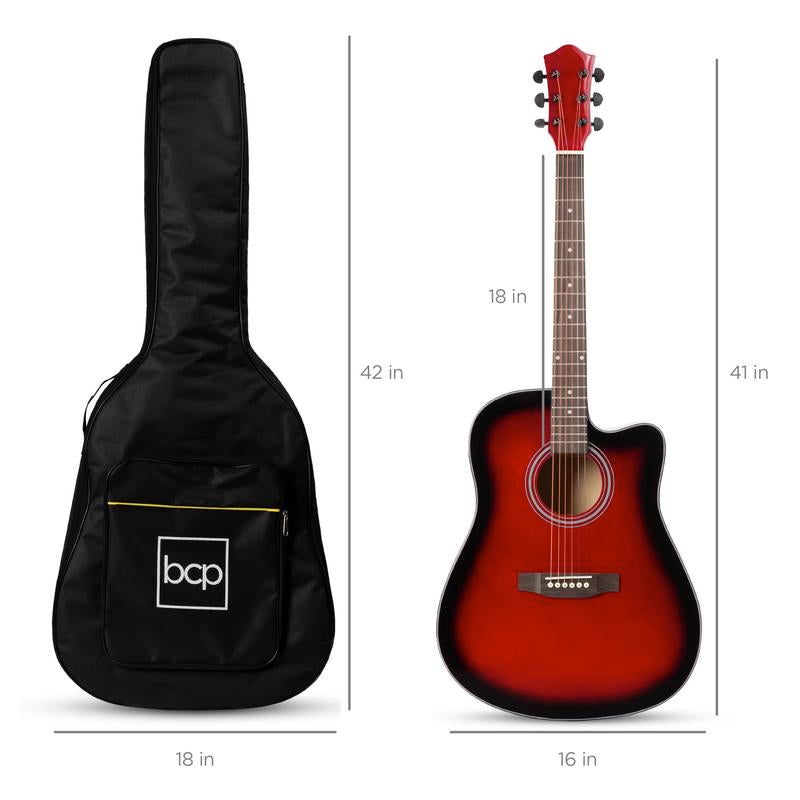 Best Choice Products 41In Full Size Beginner Acoustic Guitar Set with Case, Strap, Capo, Strings