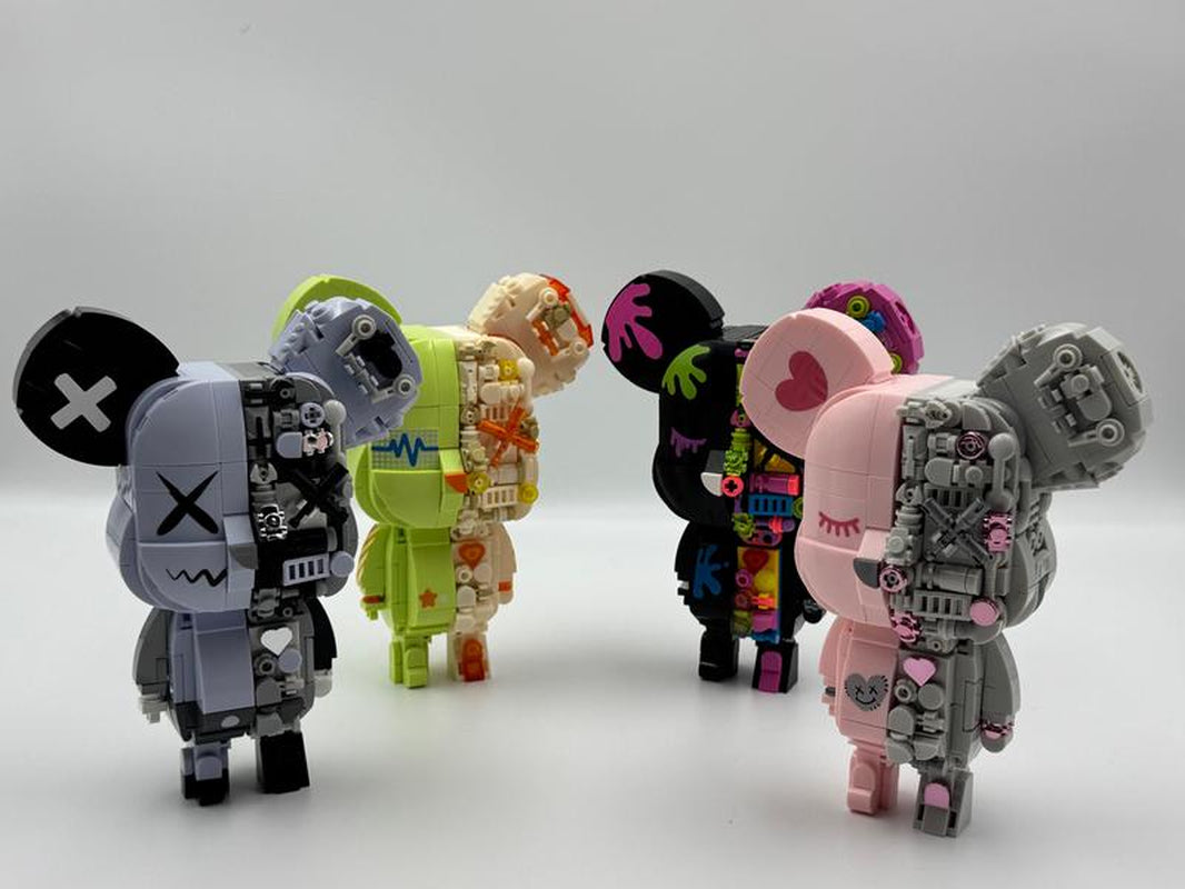 Jaki KAWS Style Bear DIY Building Block Toy Art Brick Figure Gift Creative Assembly Projects for Enthusiasts Educational 200+ Pieces with Hidden Joints & Micro-Gears Perfect Gift for Kids Ages 14+ Collectibles