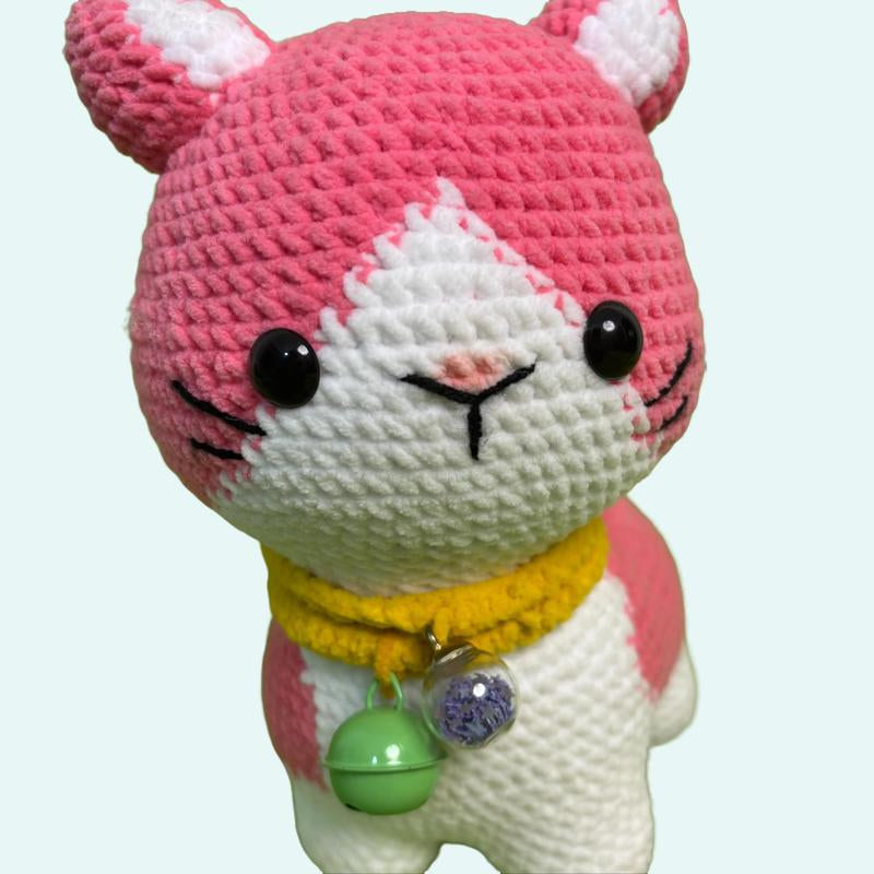 Amigurumi Cat Crochet Pattern Create Adorable Cat Toys with Yarn for Crafting Projects Gift Present Super Cute Yellow Blue Pink 8X4X7Inch