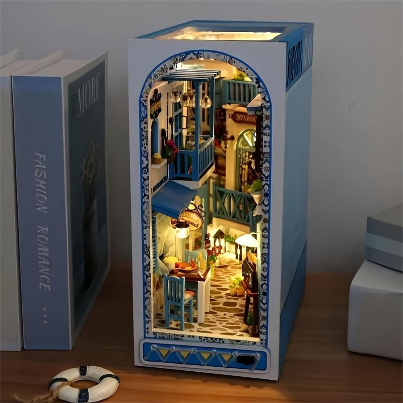 DIY Book Stand, 3D Wooden Bookend Puzzle Toy, DIY Micro Model Kit, Creative Bookcase Building Kit for Adults, Christmas Gift, Crafts