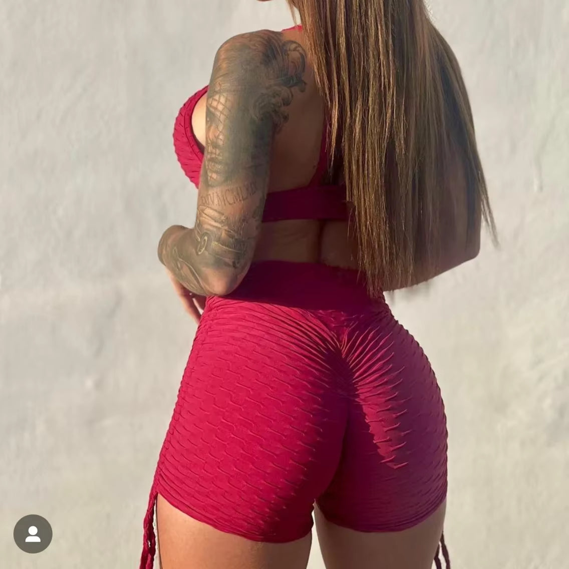 QK 2025 Pad Summer Women 2PCS Scrunch Booty Shorts Yoga Sets Gym Suits Workout Sports Bra Active Wear Outfits Fitness Suits