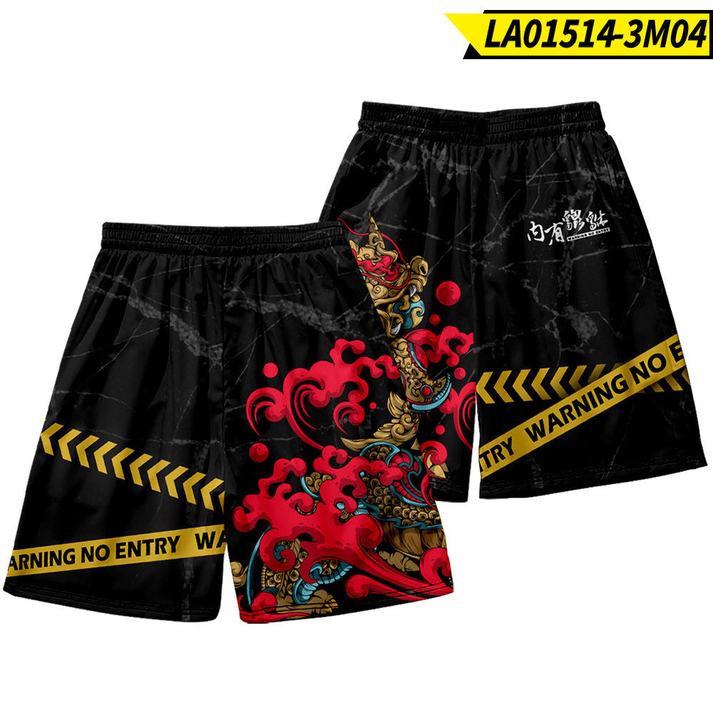 Trendy Pig Print Beach Pants Men'S Quick-Drying Non-Fitting Loose Shorts Tide Brand Casual Five-Point Pants - Dropease