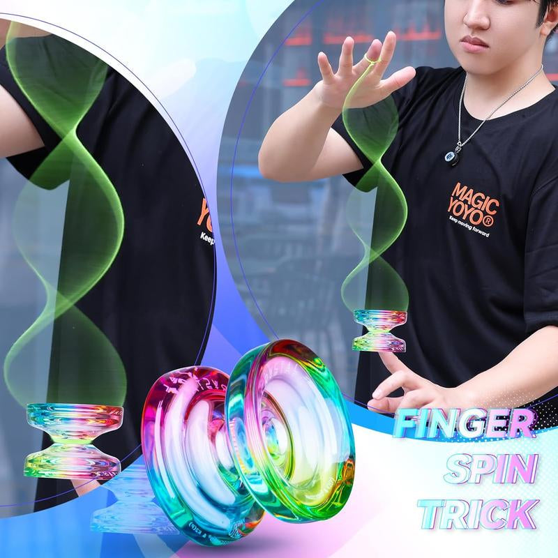 MAGICYOYO Yoyo K2 Crystal Gradient Series - Professional Responsive Yoyo for Kids Beginners, Dual Purpose Yo-Yo for Advanced + Extra Unresponsive Yo Yo Bearing