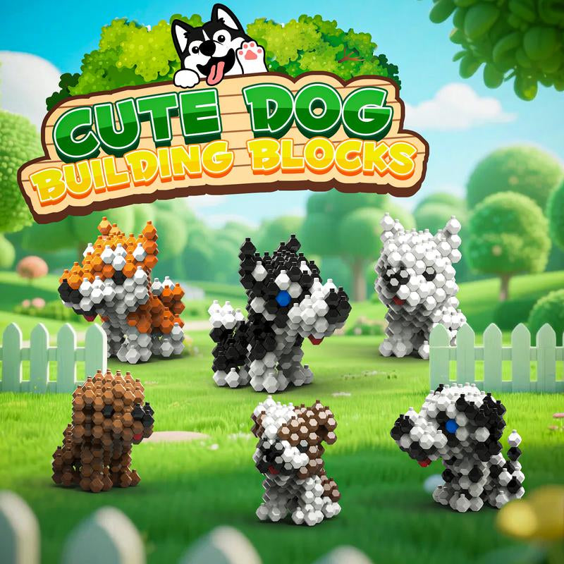 KADELE Cute Dog Building Blocks Animal Sets, Extremely Challenging STEM Building Blocks Decor for Adults Kids, Micro 3D Educational Toys for Boys Girls Ages 8 and Up, 6 Cute Dogs Animal Model Toys as Gift for Adult or Kids