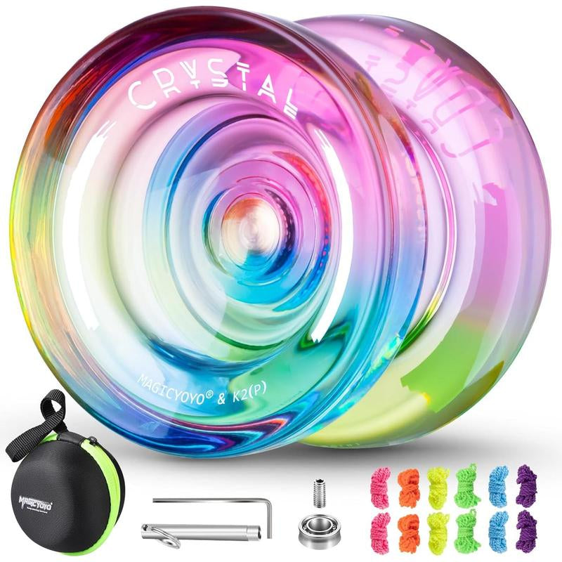 MAGICYOYO Yoyo K2 Crystal Gradient Series - Professional Responsive Yoyo for Kids Beginners, Dual Purpose Yo-Yo for Advanced + Extra Unresponsive Yo Yo Bearing