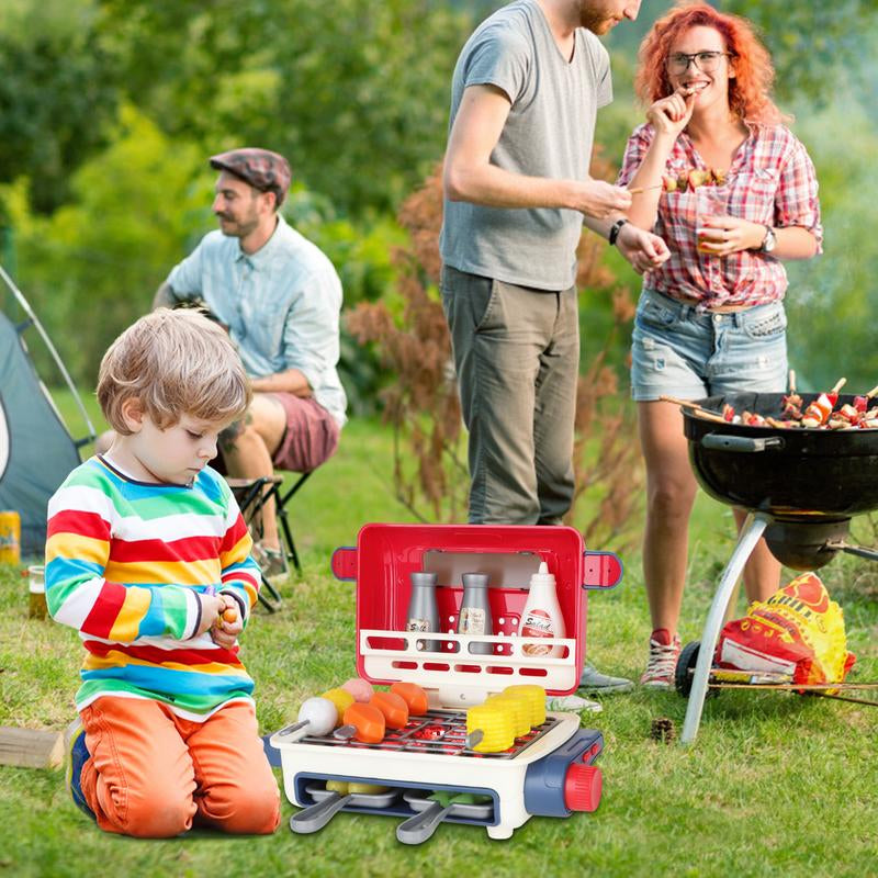 Cooking Toy Set, Kitchen Toy Set, Toy BBQ Grill Set, Little Chef Play, Grill Playset Interactive BBQ Toy Set