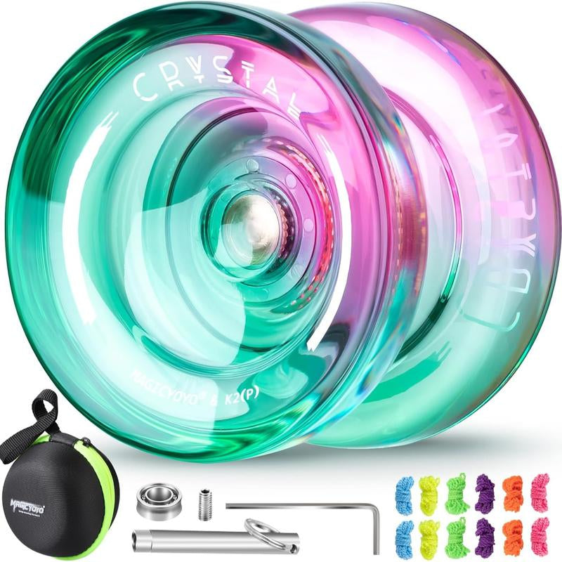 MAGICYOYO Yoyo K2 Crystal Gradient Series - Professional Responsive Yoyo for Kids Beginners, Dual Purpose Yo-Yo for Advanced + Extra Unresponsive Yo Yo Bearing