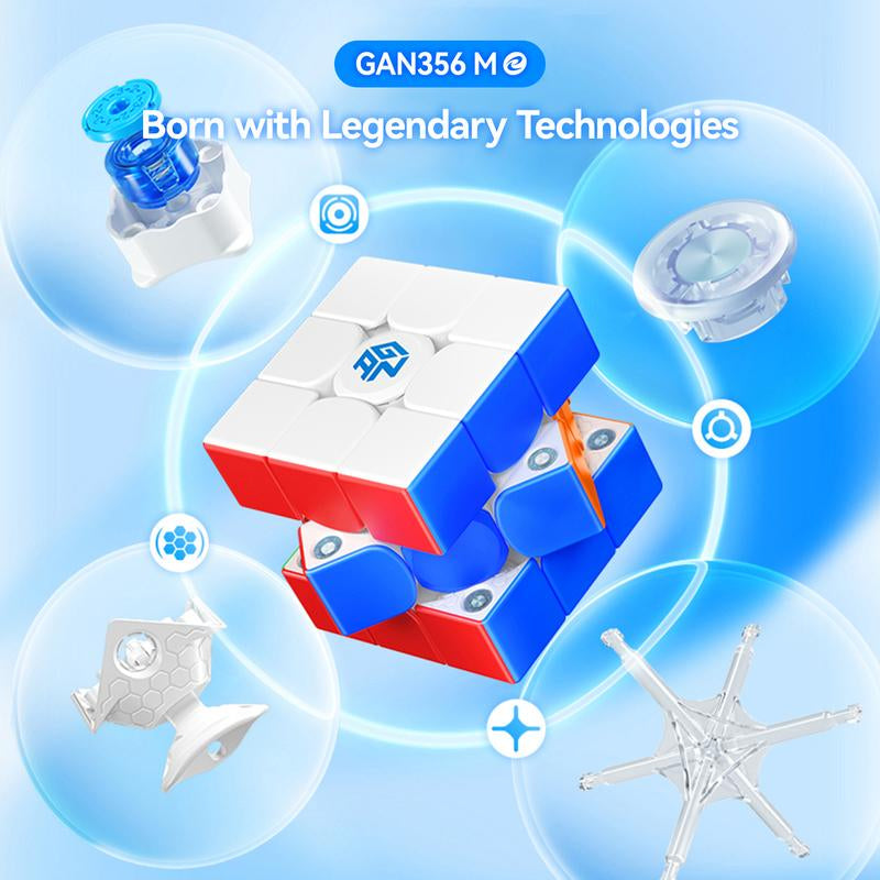 【GAN Official Store】Gan356 M E 3X3 Magnetic Speed Cube Stickerless 48 Magnets GES Pro+ Customized 12 Tension Setting Puzzle Toys for Children Kids Adult（Gan 356M Upgraded Version）