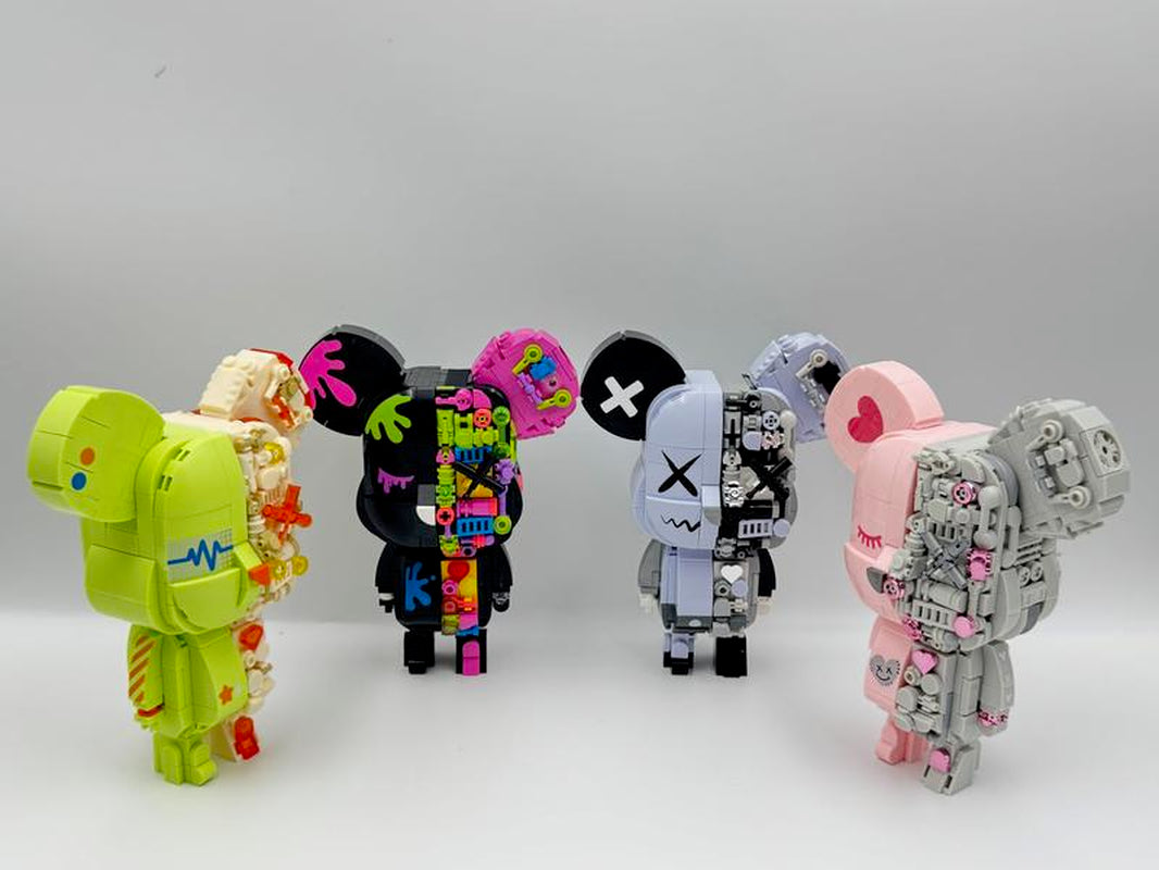 Jaki KAWS Style Bear DIY Building Block Toy Art Brick Figure Gift Creative Assembly Projects for Enthusiasts Educational 200+ Pieces with Hidden Joints & Micro-Gears Perfect Gift for Kids Ages 14+ Collectibles