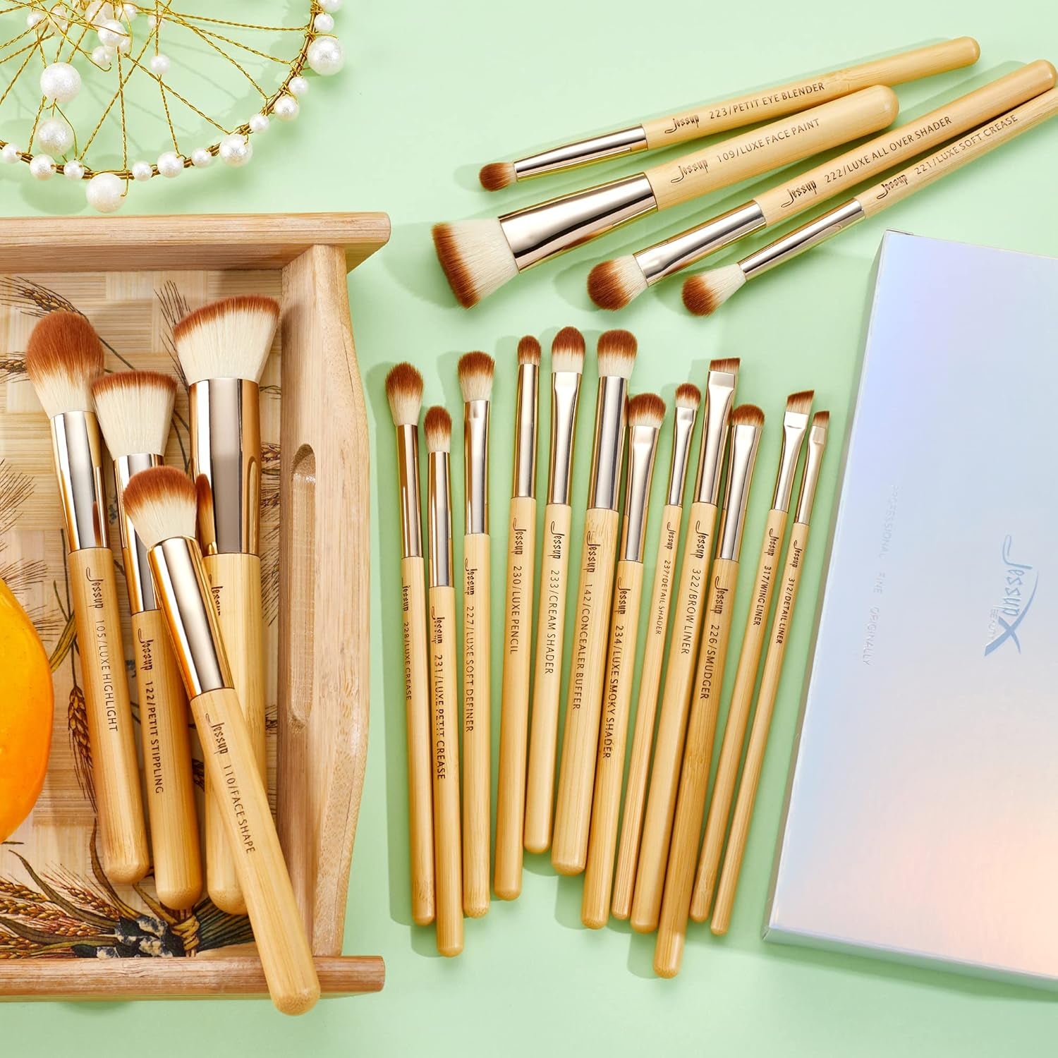 Marca 20Pz Bellezza Pennelli in Bambù per Trucco Professionale Set Trucco Kit Di Pennelli Fondotinta in Polvere Pennelli per Ombretto T145