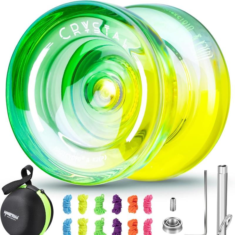 MAGICYOYO Yoyo K2 Crystal Gradient Series - Professional Responsive Yoyo for Kids Beginners, Dual Purpose Yo-Yo for Advanced + Extra Unresponsive Yo Yo Bearing