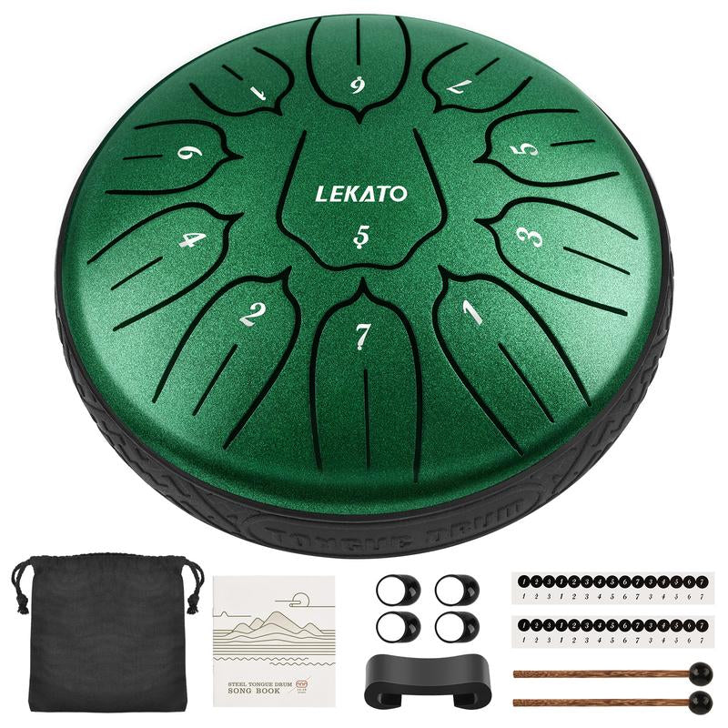 【Brand Guarantee!Free Ship】Lekato Steel Tongue Drum Kit,6 Inch 11 Note Beginner Handpan Rain Drum Percussion Set,D Major for Musical Education Zen Meditation Yoga Deep Sleep,Music Player Friend Singer Song Wirter Kid Birthday Christmas Relax Fun Game Gift