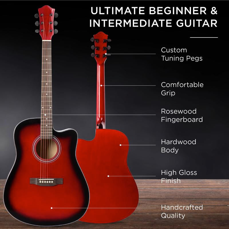 Best Choice Products 41In Full Size Beginner Acoustic Guitar Set with Case, Strap, Capo, Strings