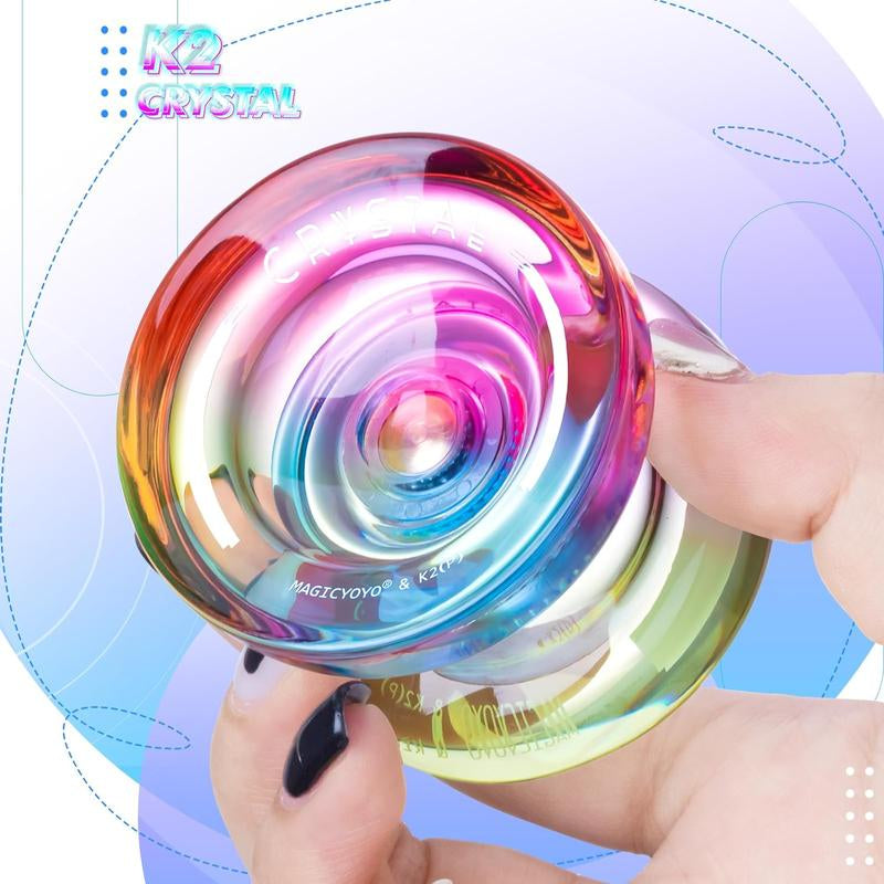 MAGICYOYO Yoyo K2 Crystal Gradient Series - Professional Responsive Yoyo for Kids Beginners, Dual Purpose Yo-Yo for Advanced + Extra Unresponsive Yo Yo Bearing
