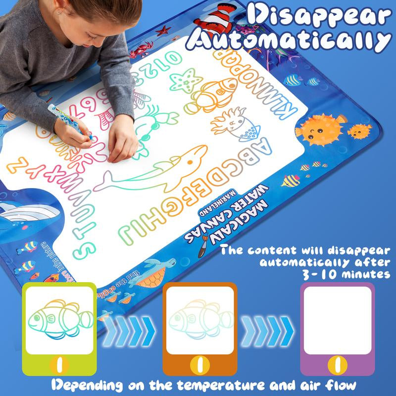 Magic Water Doodle Mat - Kids Drawing & Writing Toy Board - Creative Color Doodle Mat with Magic Pens, Educational Fun for Boys & Girls Ages 3-12, Perfect Toddler Gift