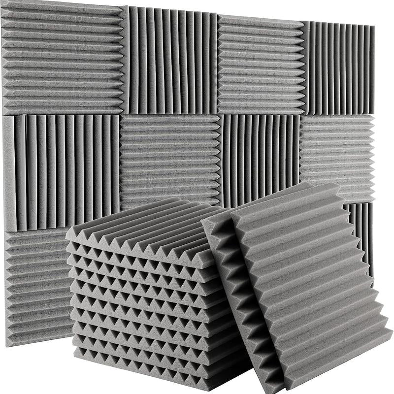 12/24/48PCS 12"X12"X1" Acoustic Foam Panel Wedge Studio Soundproofing Wall Tiles,20Kg/M³Density,For Reading Room Meeting Room Study Library Club Cinema Music Studio Recording