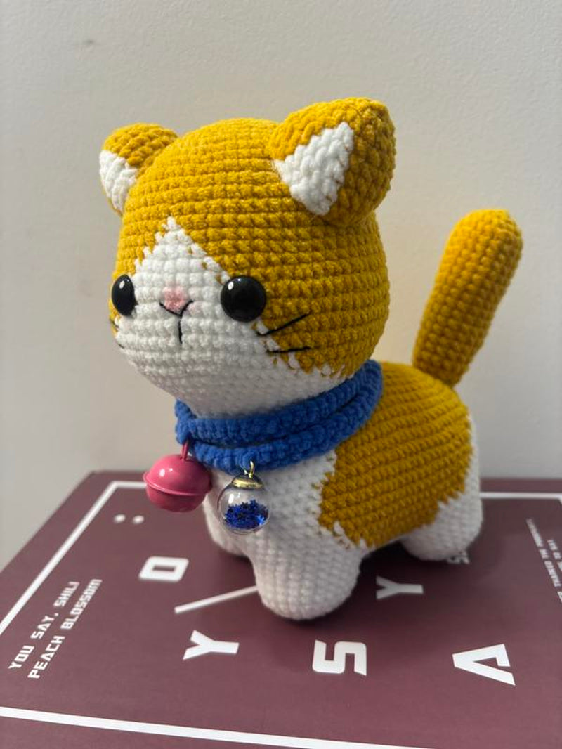 Amigurumi Cat Crochet Pattern Create Adorable Cat Toys with Yarn for Crafting Projects Gift Present Super Cute Yellow Blue Pink 8X4X7Inch