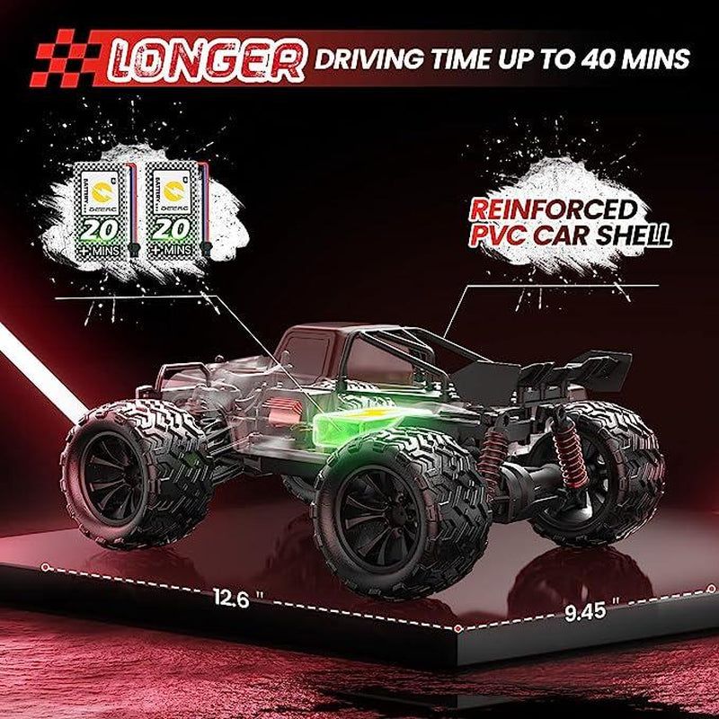 DEERC 9500E 1:16 Scale All Terrain RC Car, 4X4 High Speed Electric Vehicle, 2.4Ghz Off-Road Remote Control Truck with 2 Batteries, 35+ KMH RC Truck