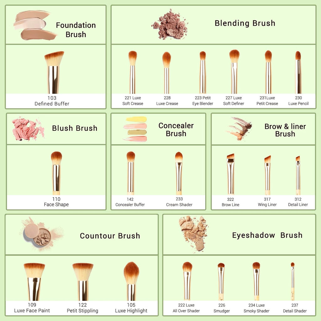 Marca 20Pz Bellezza Pennelli in Bambù per Trucco Professionale Set Trucco Kit Di Pennelli Fondotinta in Polvere Pennelli per Ombretto T145