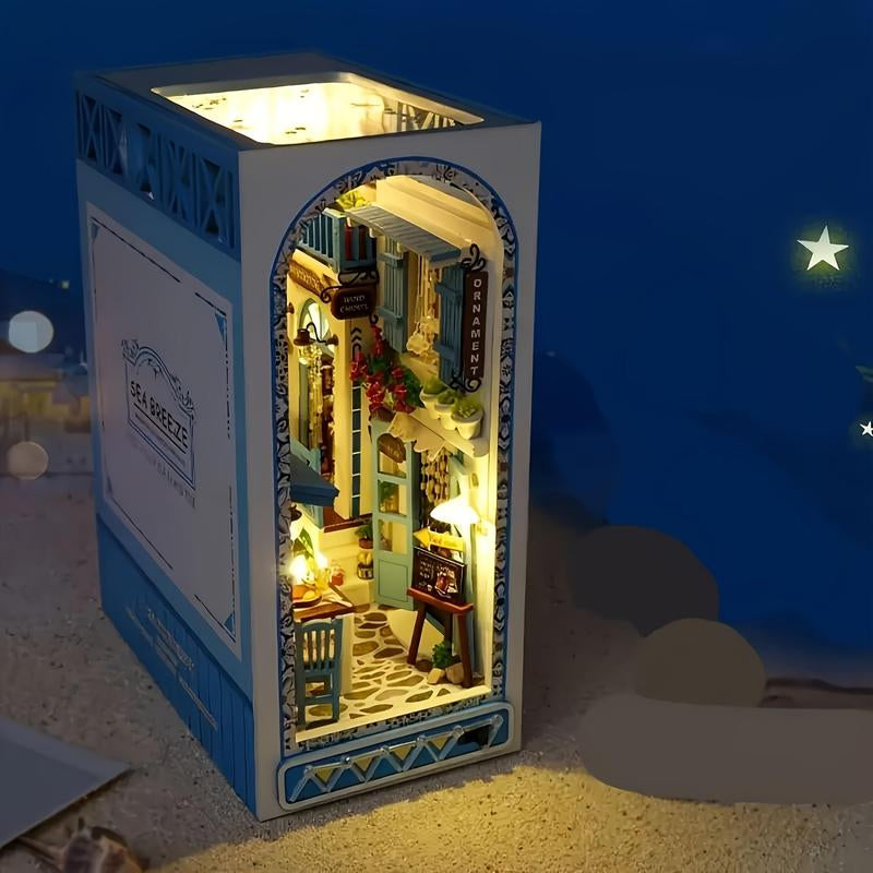 DIY Book Stand, 3D Wooden Bookend Puzzle Toy, DIY Micro Model Kit, Creative Bookcase Building Kit for Adults, Christmas Gift, Crafts
