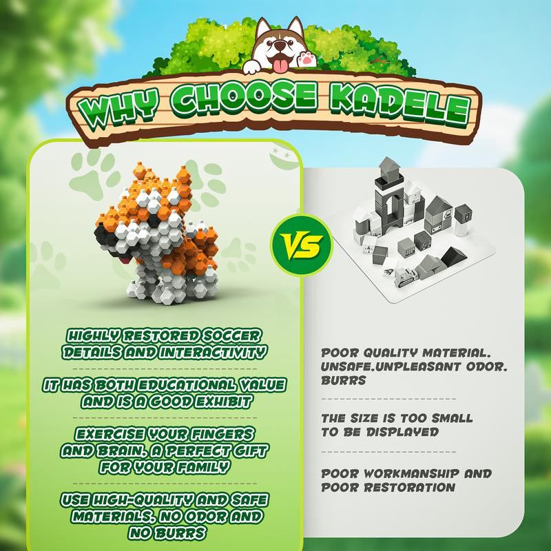 KADELE Cute Dog Building Blocks Animal Sets, Extremely Challenging STEM Building Blocks Decor for Adults Kids, Micro 3D Educational Toys for Boys Girls Ages 8 and Up, 6 Cute Dogs Animal Model Toys as Gift for Adult or Kids