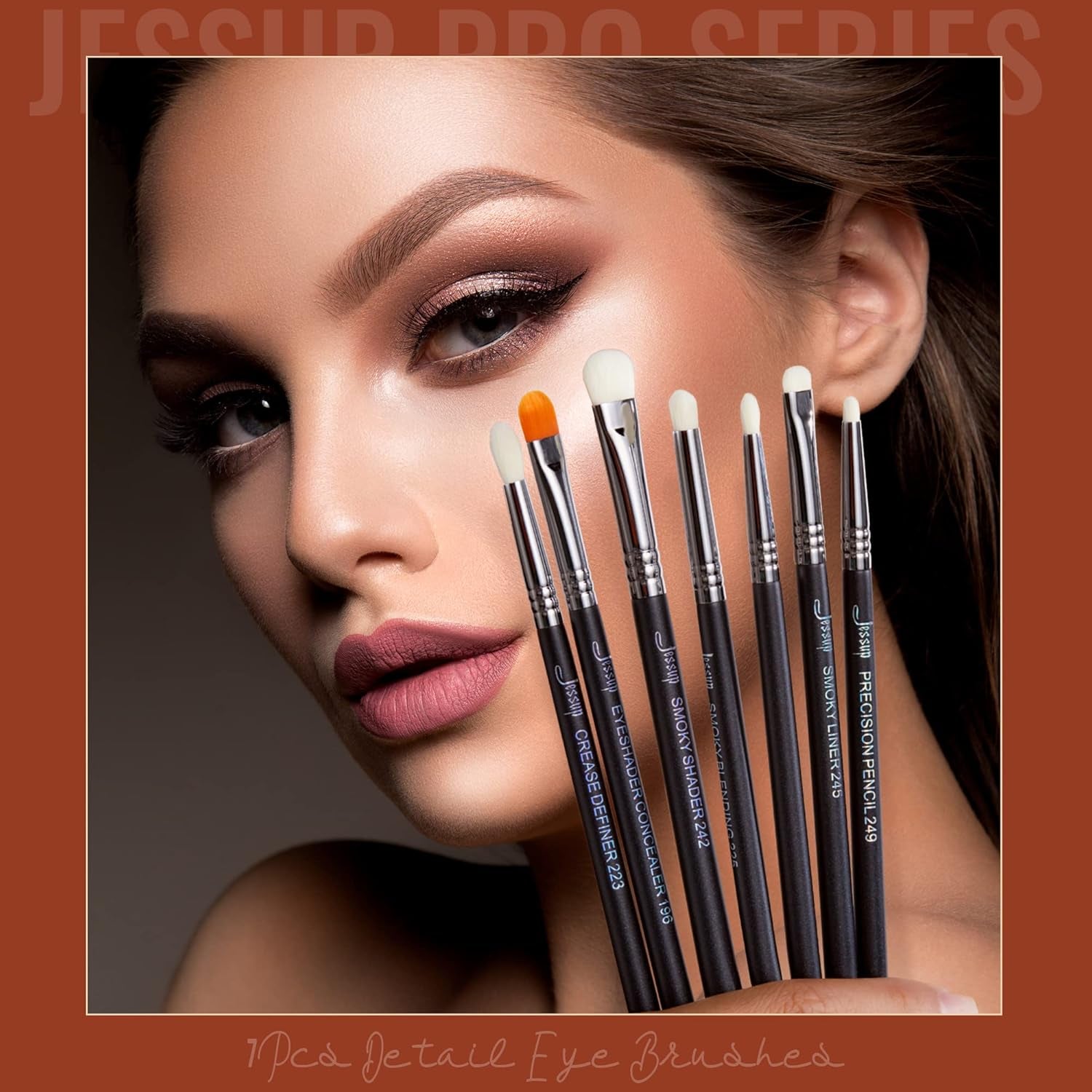 Pennelli Ombretto 7 Pz Set Pennelli Occhi Pennelli Make up Professionale Pennelli Trucco Occhi Alta Qualità Smoky Blending Shader Precision Crease Definer Nero Argento T334