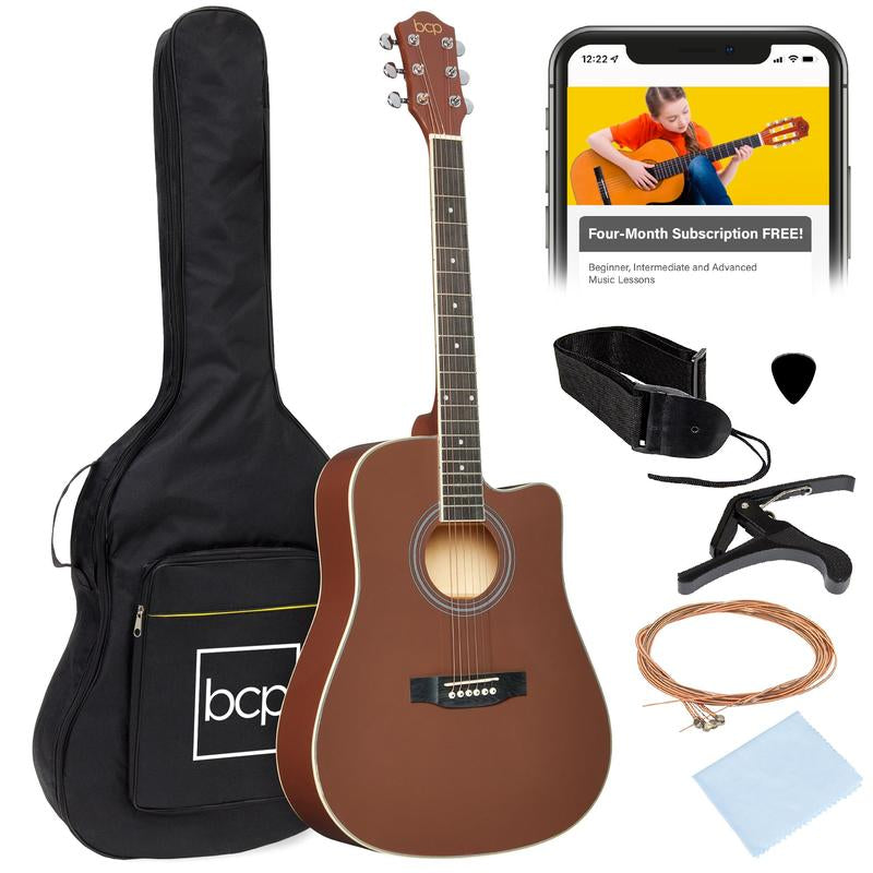 Best Choice Products 41In Full Size Beginner Acoustic Guitar Set with Case, Strap, Capo, Strings