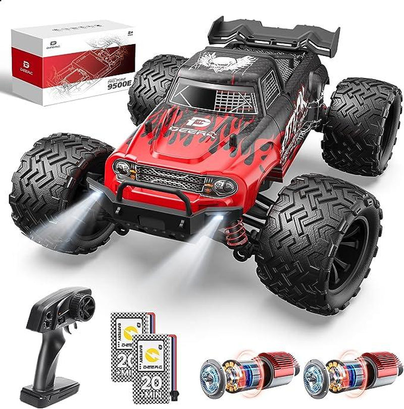 DEERC 9500E 1:16 Scale All Terrain RC Car, 4X4 High Speed Electric Vehicle, 2.4Ghz Off-Road Remote Control Truck with 2 Batteries, 35+ KMH RC Truck