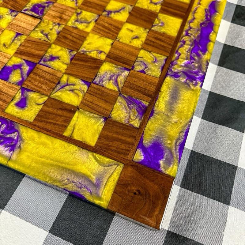 Purple Haze Vivid Yellow Walnut Chess Board (INCLUDES PIECES)