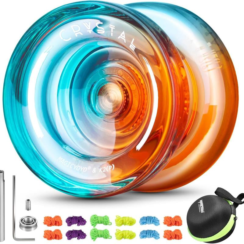 MAGICYOYO Yoyo K2 Crystal Gradient Series - Professional Responsive Yoyo for Kids Beginners, Dual Purpose Yo-Yo for Advanced + Extra Unresponsive Yo Yo Bearing