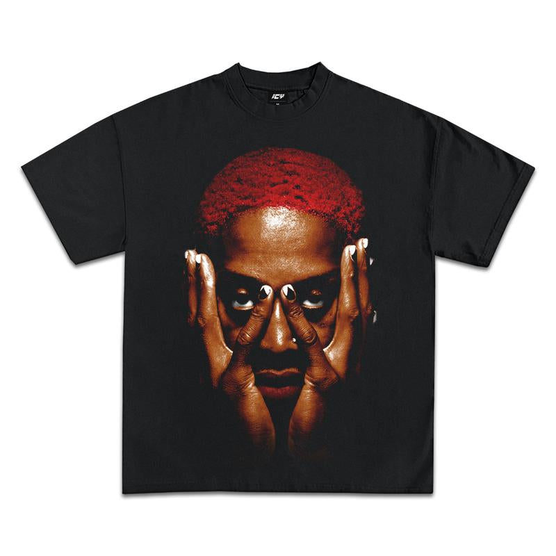 Dennis Rodman Jumbo Red Vintage Graphic Tee, Menswear Crew Neck Rap Streetwear T-Shirt, Unisex Casual Regular Fit Cotton Tops, Good Vintage Hip-Hop Bold Retro Apparel, Men round Neck Y2K Basketball Graphic Tees