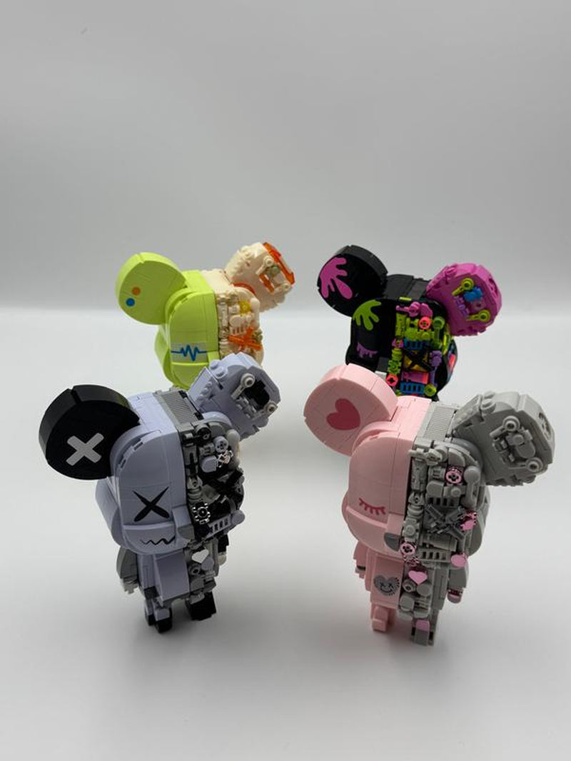 Jaki KAWS Style Bear DIY Building Block Toy Art Brick Figure Gift Creative Assembly Projects for Enthusiasts Educational 200+ Pieces with Hidden Joints & Micro-Gears Perfect Gift for Kids Ages 14+ Collectibles