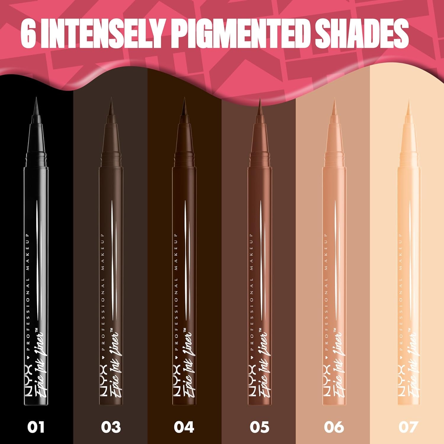 Epic Ink Liner, Eyeliner Liquido Impermeabile, Nero (2 Pezzi), Formula Vegana