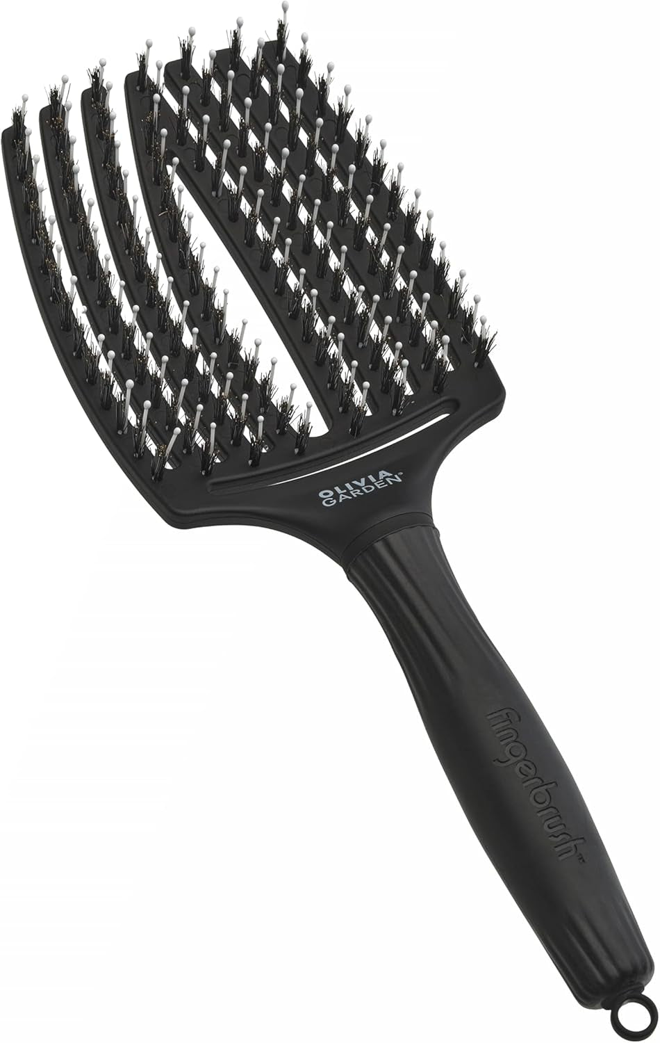 Fingerbrush Care Iconic - Grande - Nero - Spazzola Districante in Setole Di Cinghiale & Nylon per Capelli Sani E Brillanti