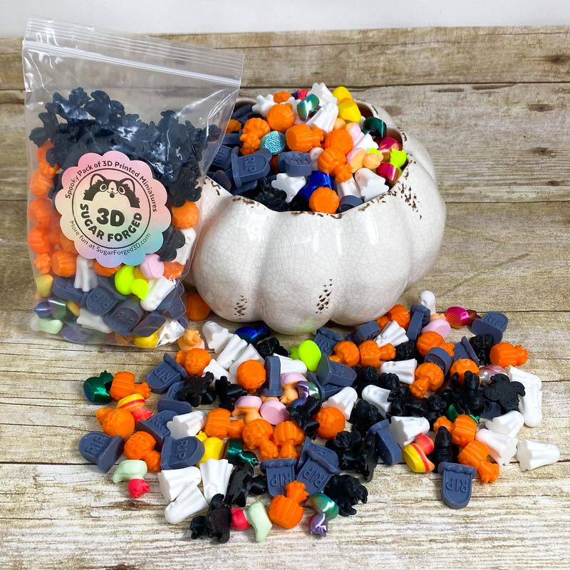 Spooky Mini Pack - Halloween Miniature Ducks Ghosts Duck-Spiders Decor Charms - 100 Pieces