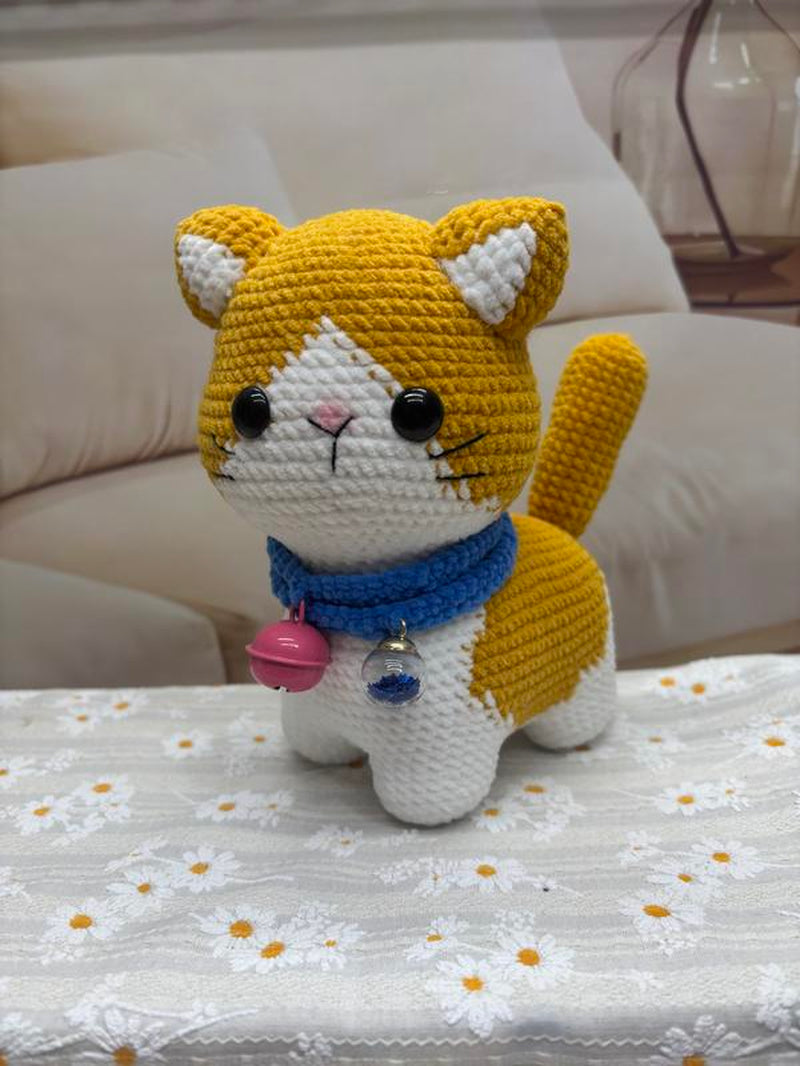 Amigurumi Cat Crochet Pattern Create Adorable Cat Toys with Yarn for Crafting Projects Gift Present Super Cute Yellow Blue Pink 8X4X7Inch