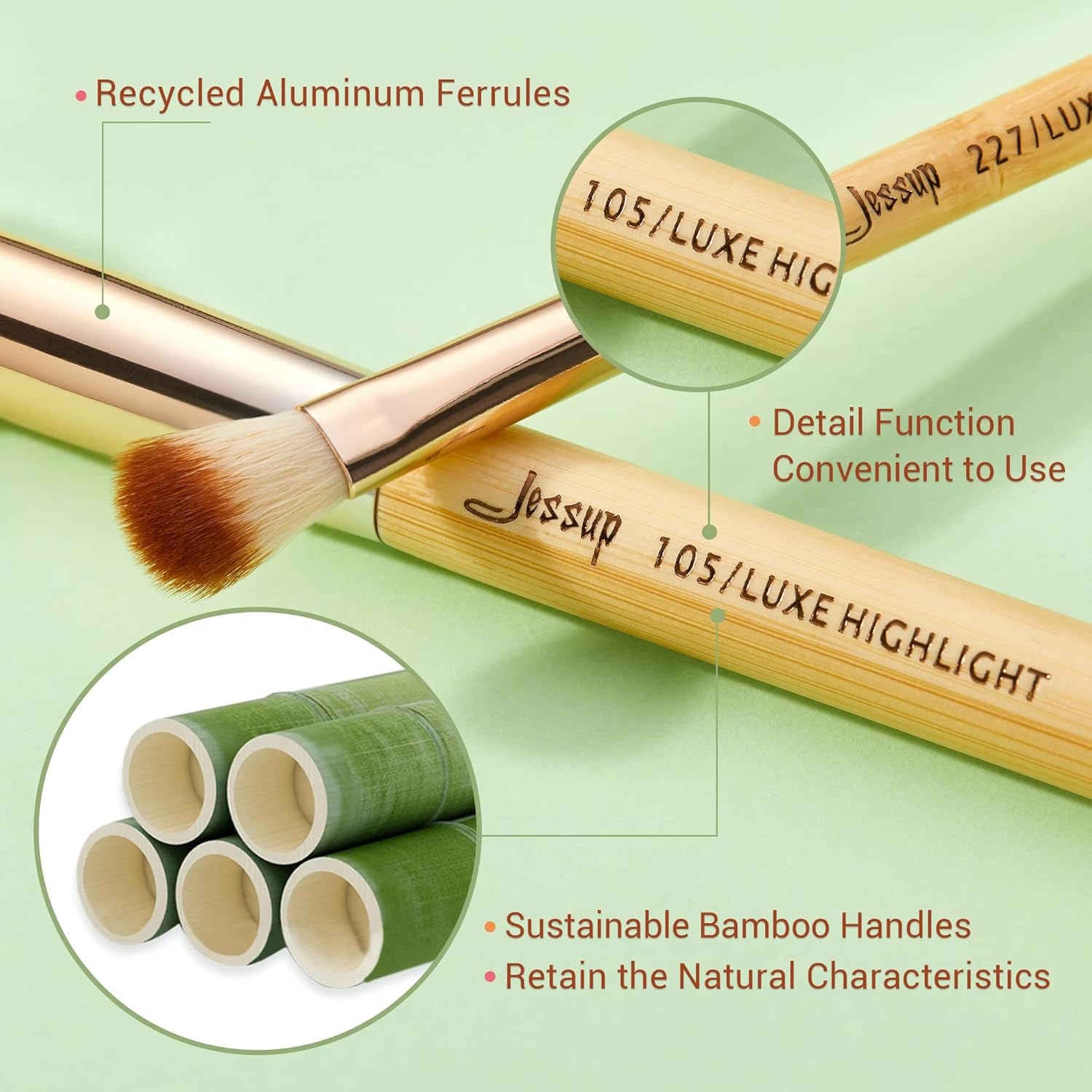 Marca 20Pz Bellezza Pennelli in Bambù per Trucco Professionale Set Trucco Kit Di Pennelli Fondotinta in Polvere Pennelli per Ombretto T145