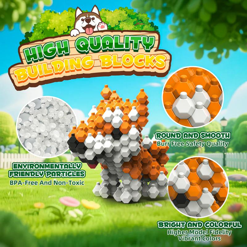 KADELE Cute Dog Building Blocks Animal Sets, Extremely Challenging STEM Building Blocks Decor for Adults Kids, Micro 3D Educational Toys for Boys Girls Ages 8 and Up, 6 Cute Dogs Animal Model Toys as Gift for Adult or Kids