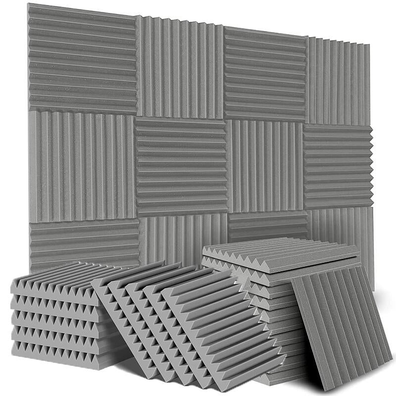 12/24/48PCS 12"X12"X1" Acoustic Foam Panel Wedge Studio Soundproofing Wall Tiles,20Kg/M³Density,For Reading Room Meeting Room Study Library Club Cinema Music Studio Recording
