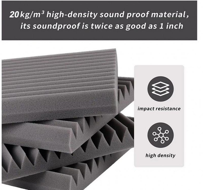 12/24/48PCS 12"X12"X1" Acoustic Foam Panel Wedge Studio Soundproofing Wall Tiles,20Kg/M³Density,For Reading Room Meeting Room Study Library Club Cinema Music Studio Recording