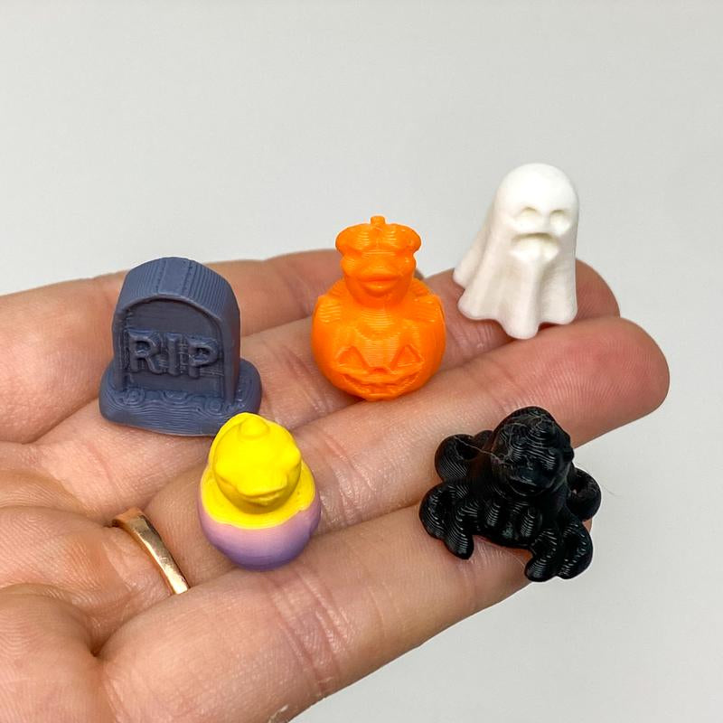 Spooky Mini Pack - Halloween Miniature Ducks Ghosts Duck-Spiders Decor Charms - 100 Pieces