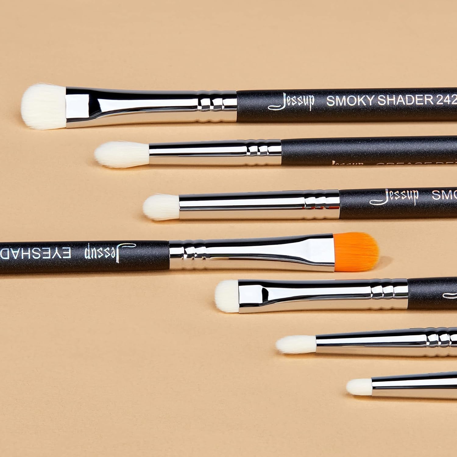 Pennelli Ombretto 7 Pz Set Pennelli Occhi Pennelli Make up Professionale Pennelli Trucco Occhi Alta Qualità Smoky Blending Shader Precision Crease Definer Nero Argento T334