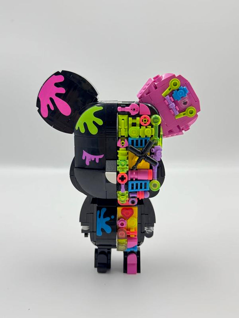Jaki KAWS Style Bear DIY Building Block Toy Art Brick Figure Gift Creative Assembly Projects for Enthusiasts Educational 200+ Pieces with Hidden Joints & Micro-Gears Perfect Gift for Kids Ages 14+ Collectibles