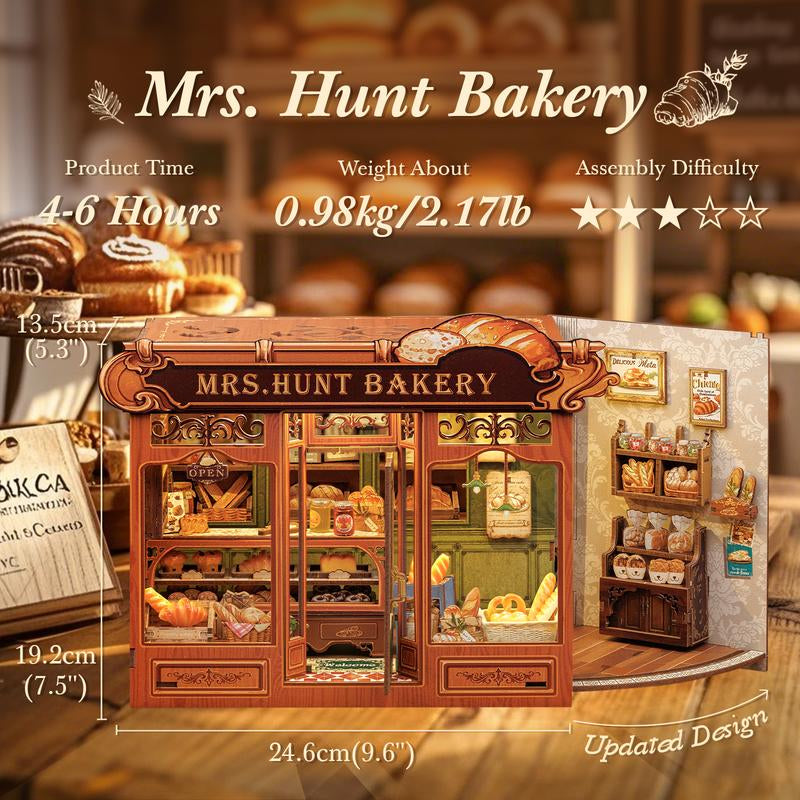 【MRS.HUNT BAKERY】CUTEBEE Dollhouse Miniature with Furniture, DIY Wooden Dollhouse Kit plus Dust Proof, Creative Room Idea