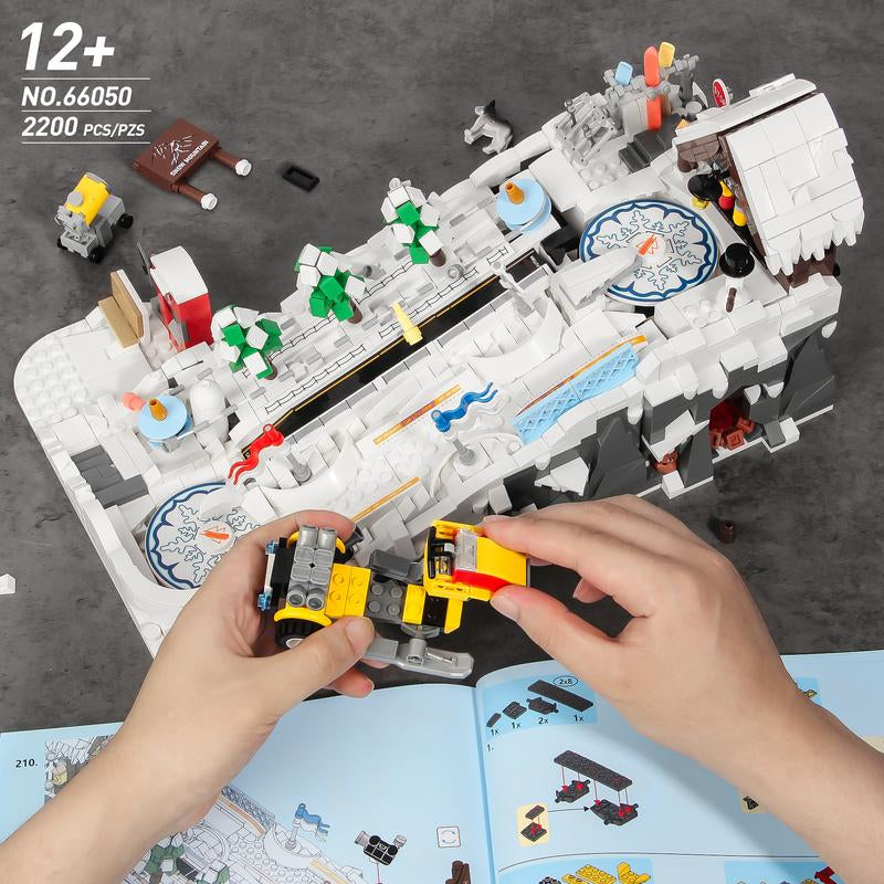TOKMOC 2200 Pieces,Winter Ski Resort Building Block Set,City Ski and Climbing Center Building Block with Ski Shop and Snowmobile, Ski Slope Block for Winter Sports Play Building Kit,For Aged 12 and Above,Stress Relief Toy,66050