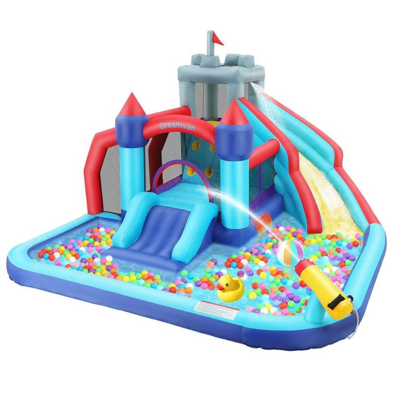 【On Sale】Whubefy Inflatable Bounce House with Slide 10 in 1 Water Slide Park for Kids Aged 3-8,Bounce House Water Slide Gigant Bouncer Wet or Dry, Bouncy House with 550W Blower&Accessories,Large Bouncing Area,Slides,Climbing Wall,Pool,Gifts for Kids