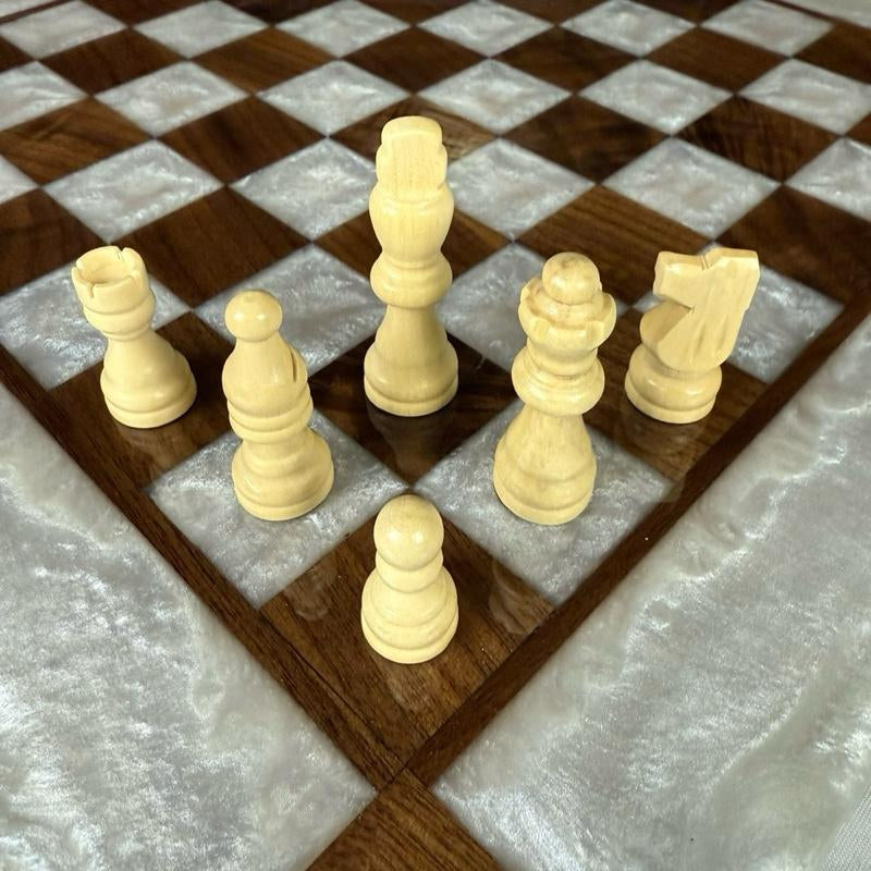 Purple Haze Black Onyx Walnut Chess Board with Border - INCLUDES PIECES